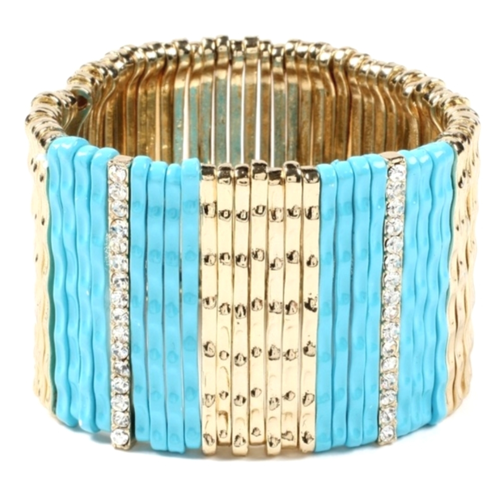 Amrita Singh Enamel and Austrian Crystal Stretch Cuff Bracelet NWT